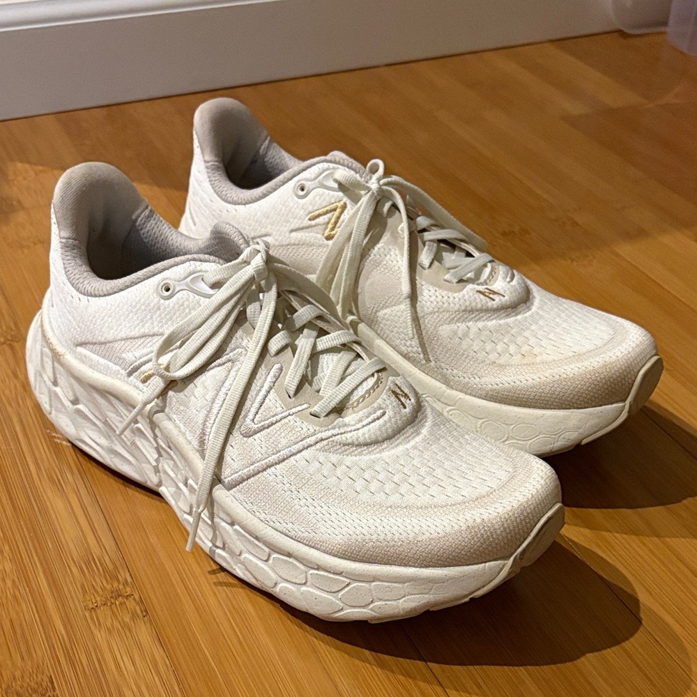New Balance Cream Knit Sneakers